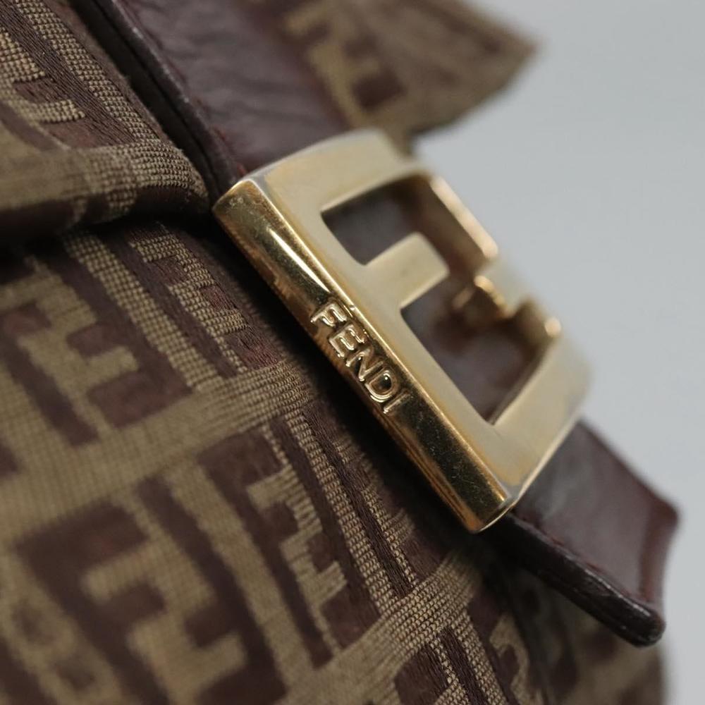 FENDI Zucca Canvas Mamma Baguette Shoulder Bag Black Brown gold Auth 118342 - Picture 10 of 16